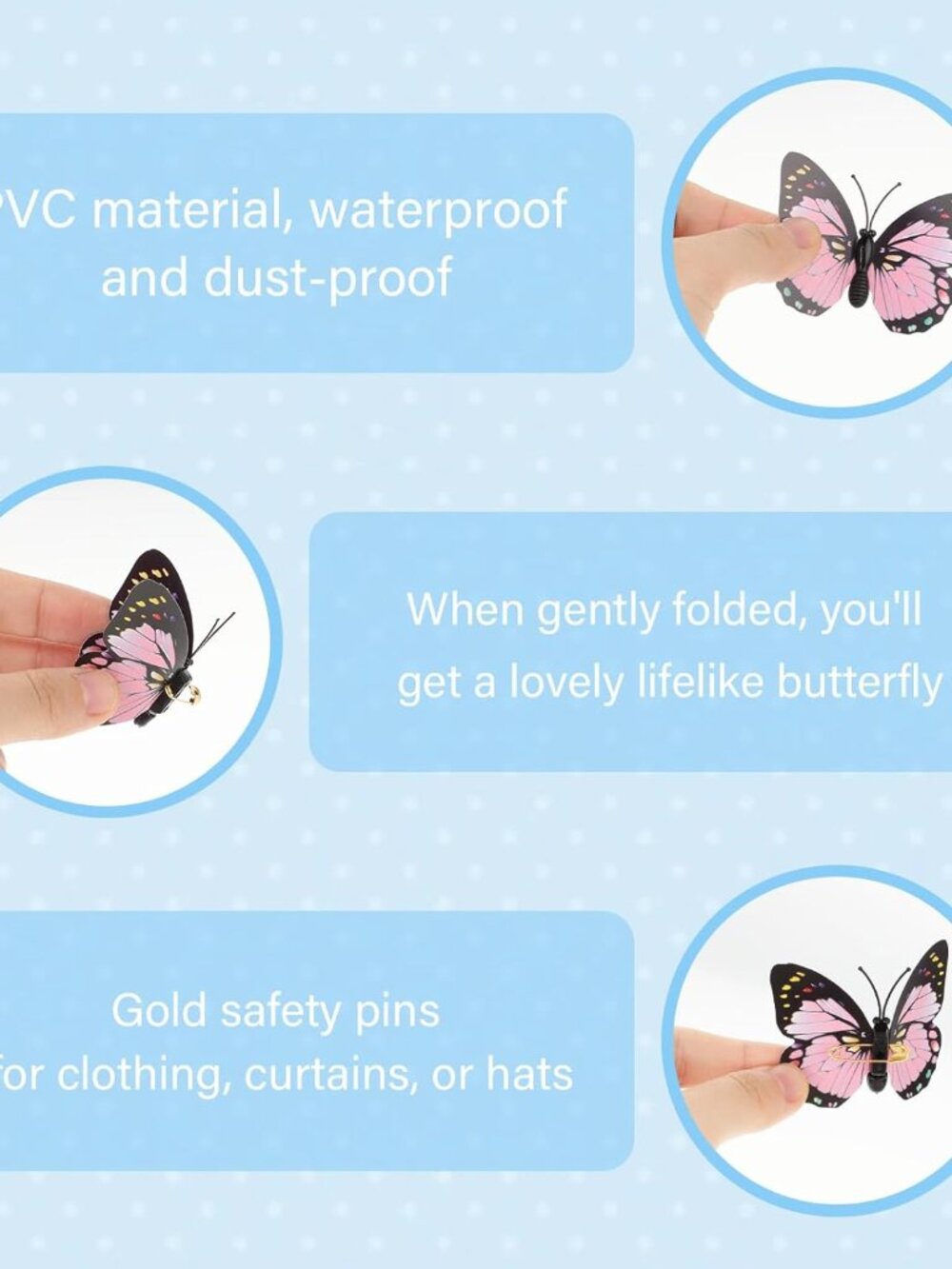 3D Butterfly Brooch Pins, 36 Pcs Butterfly Pin Colorful Art Curtain Crafts Decor - Picture 5 of 7